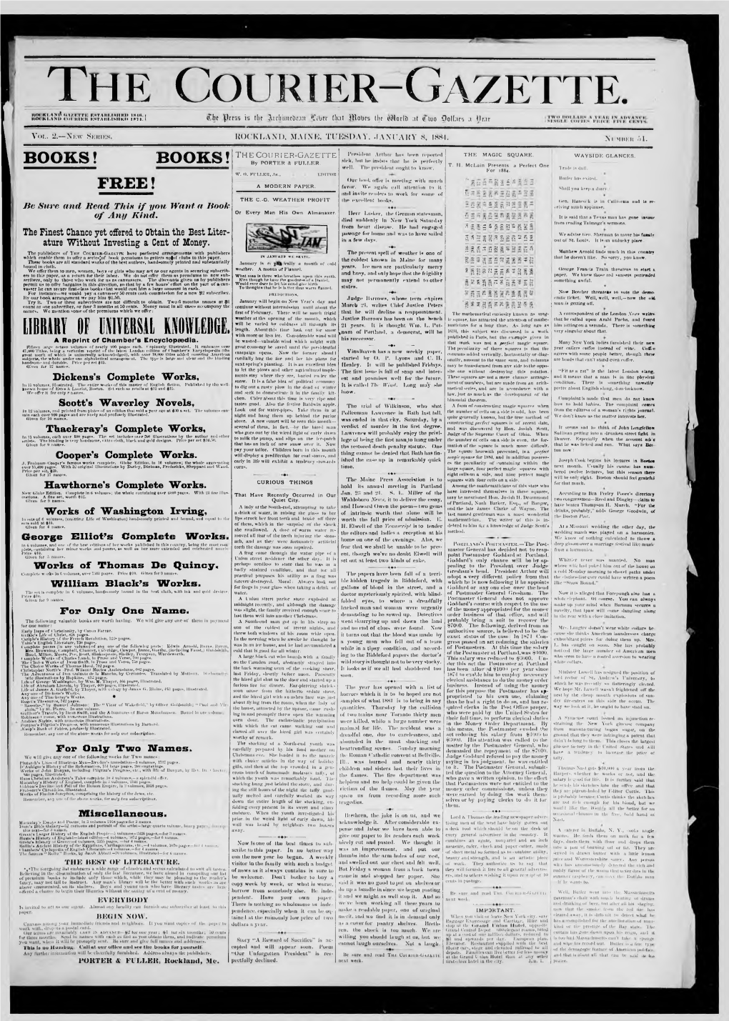 Courier Gazette : January 8, 1884