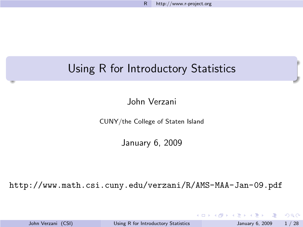 Using R for Introductory Statistics