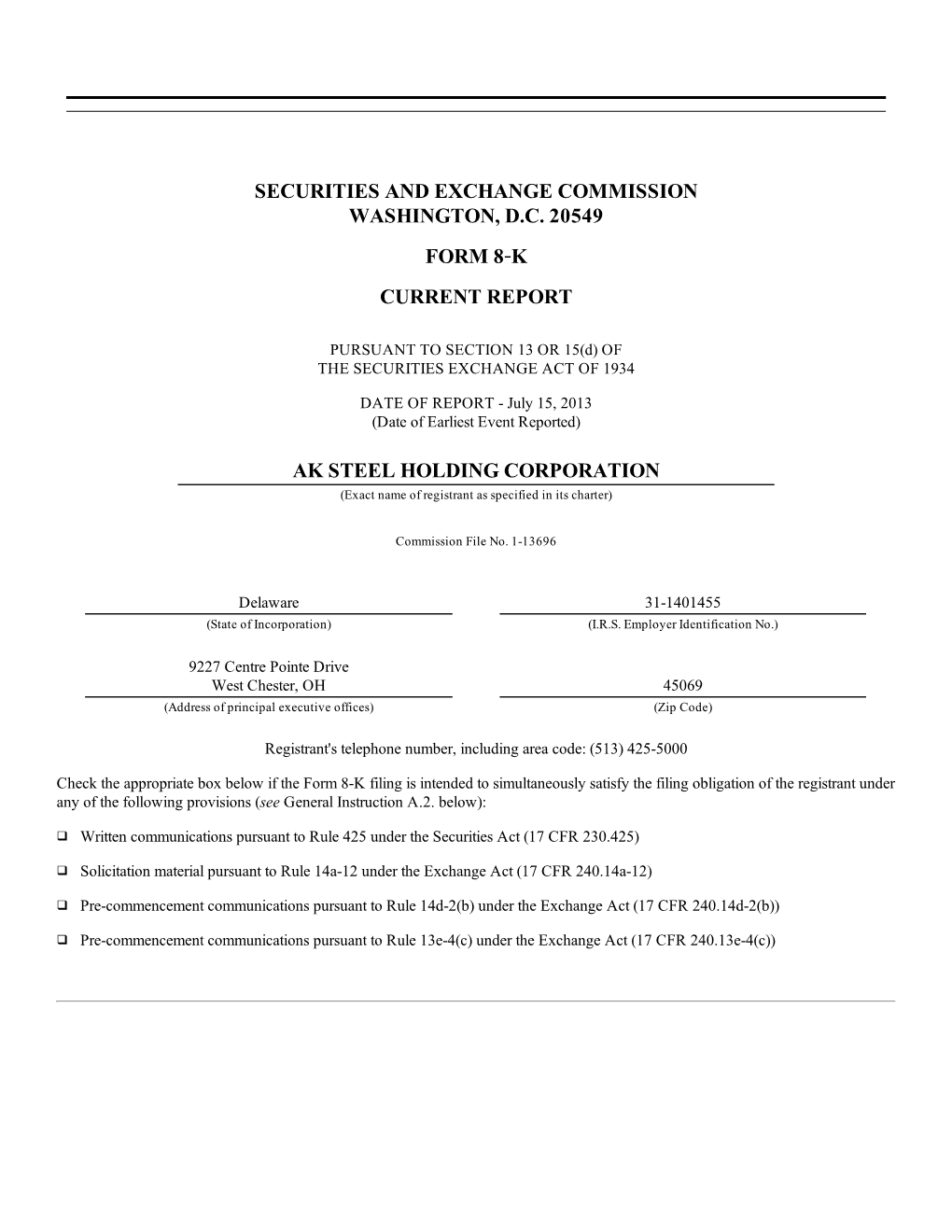 Securities and Exchange Commission Washington, D.C. 20549 Form 8‑K Current Report