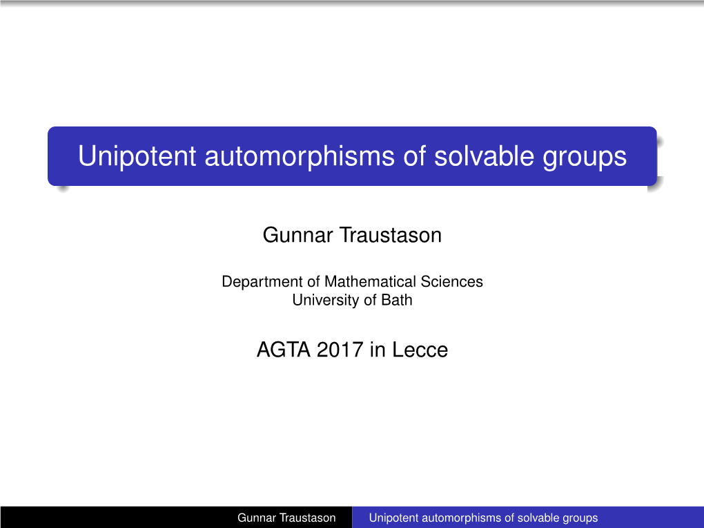 Unipotent Automorphisms of Solvable Groups