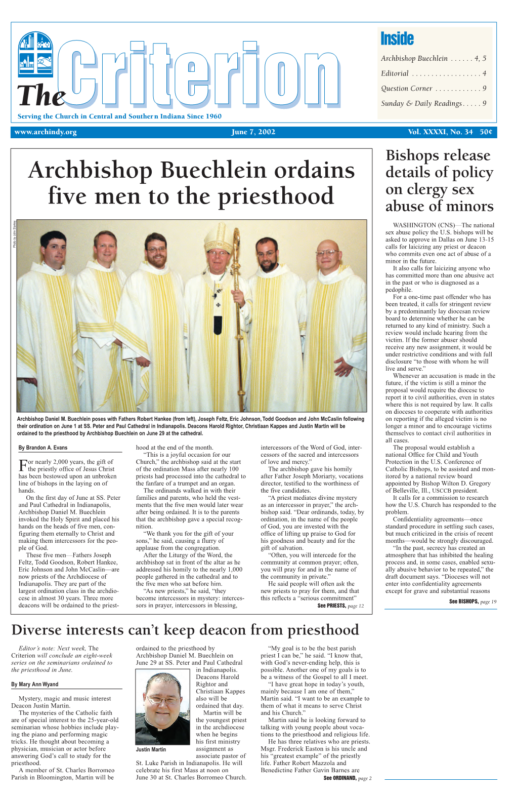 Archbishop Buechlein Ordains Five Men to the Priesthood