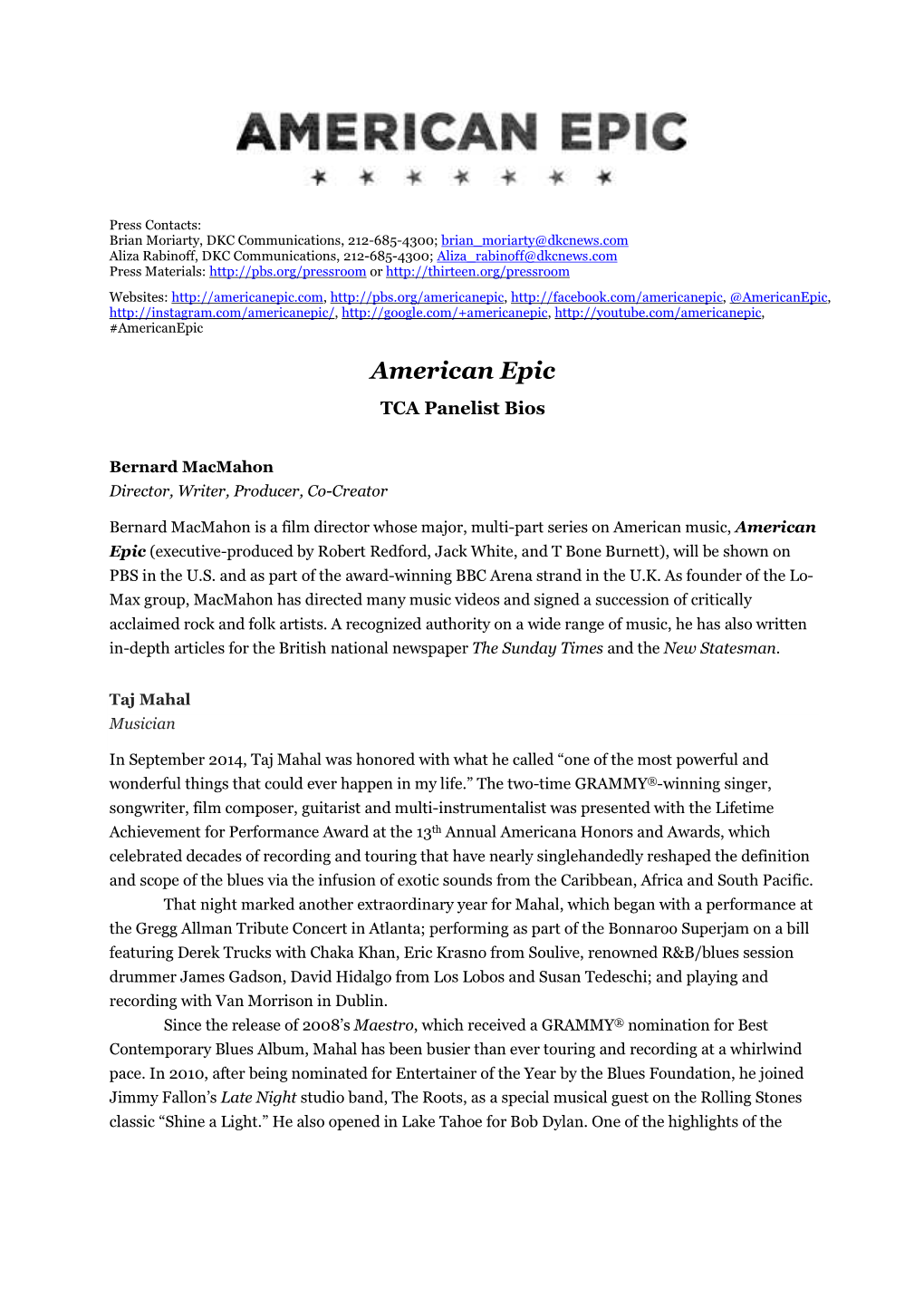 American Epic TCA Bios Finalrev072915