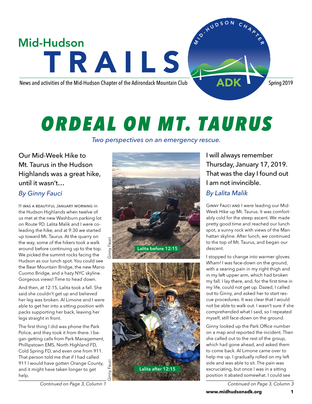 TRAILS of the Mid-Hudson Chapter of the Adirondack Mountain Club ADK Spring 2019