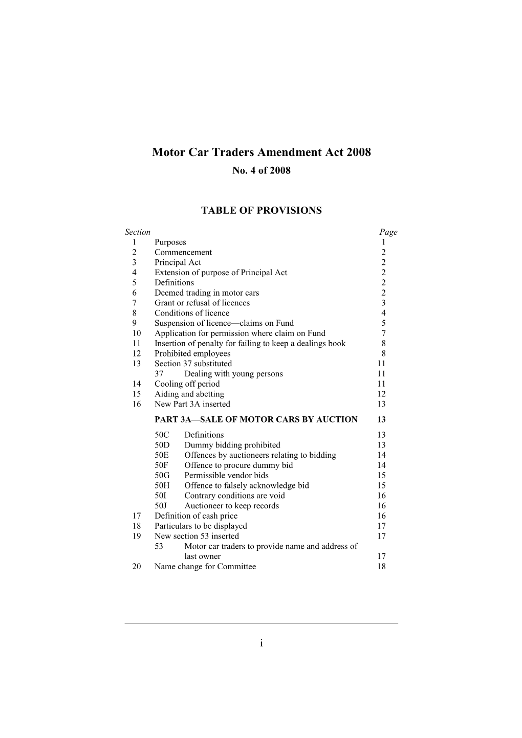 Motor Car Traders Amendment Act 2008