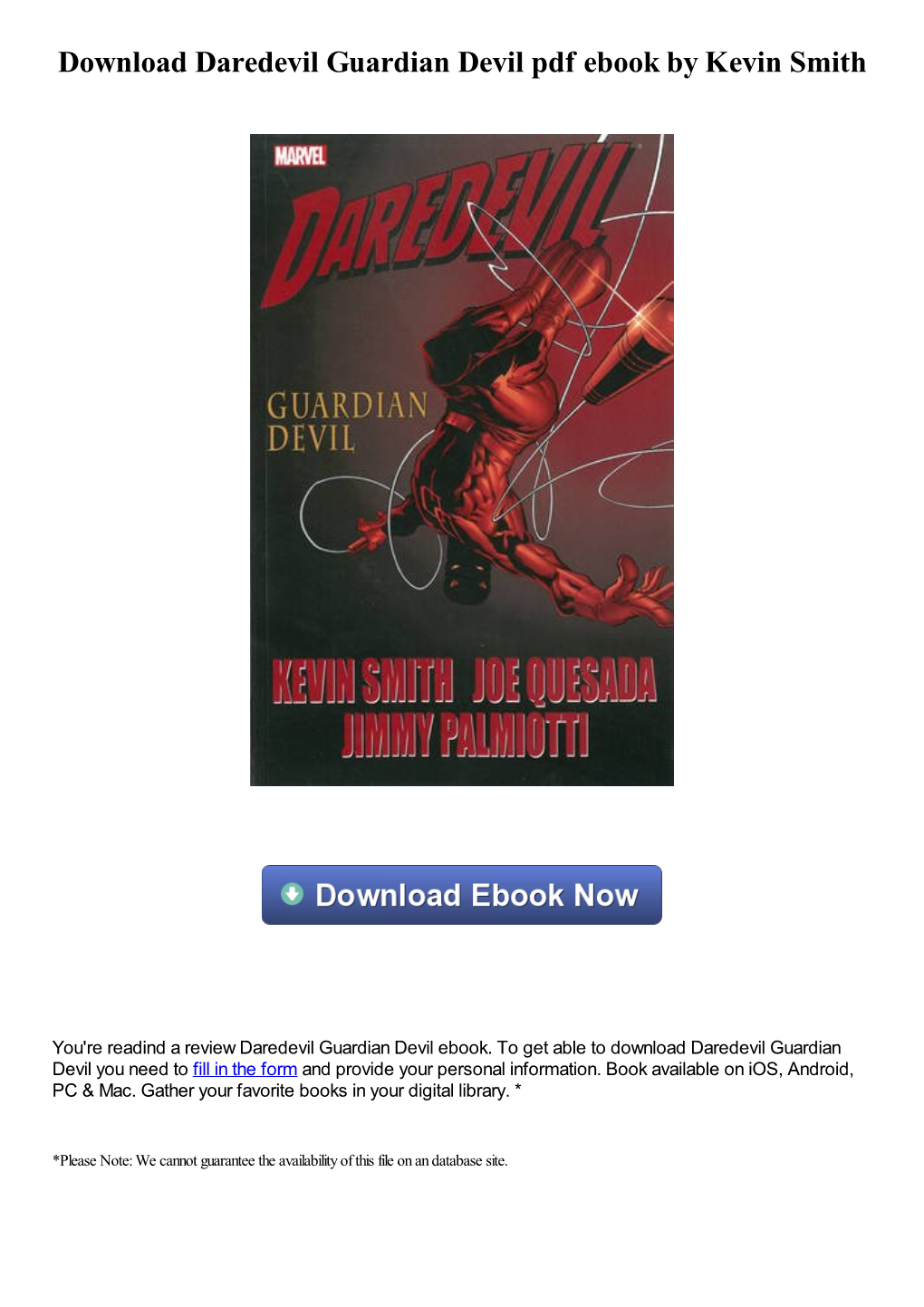 Download Daredevil Guardian Devil Pdf Ebook by Kevin Smith