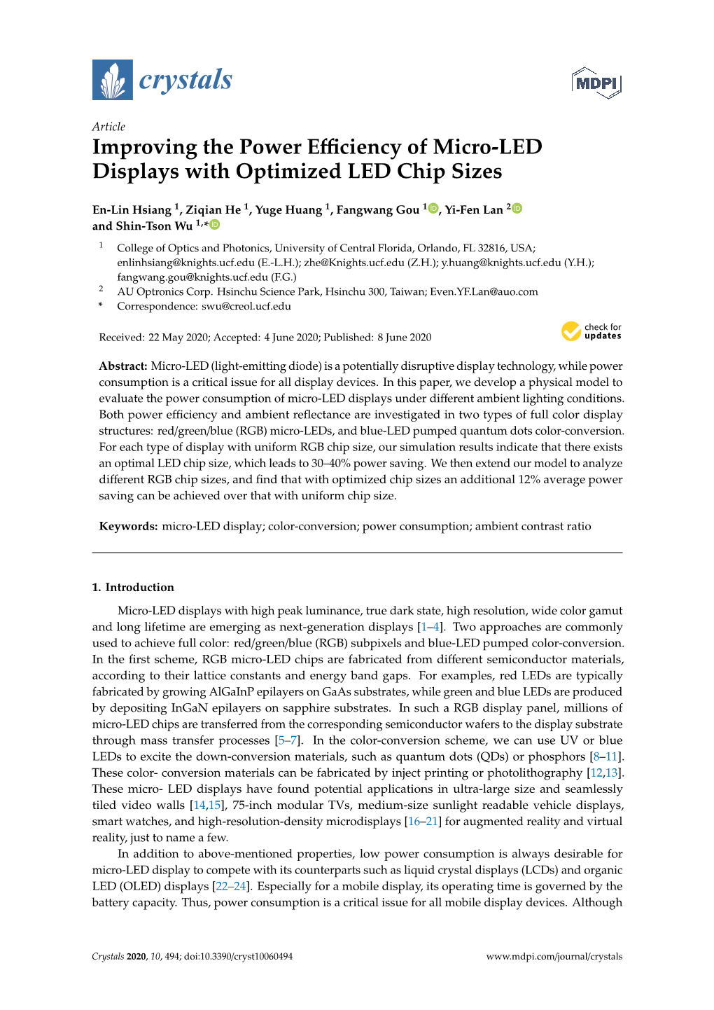 Improving the Power Efficiency of Micro-LED Displays with Optimized