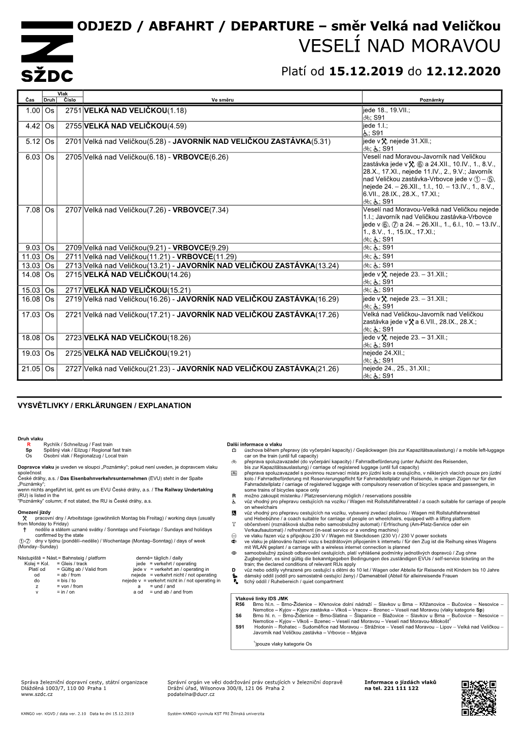 VESELÍ NAD MORAVOU Platí Od 15.12.2019 Do 12.12.2020