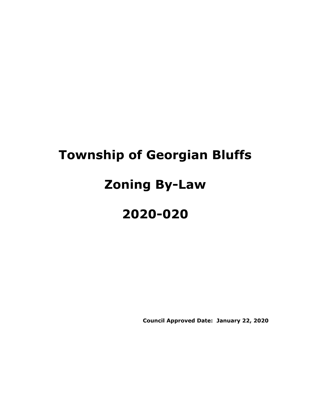 Township of Georgian Bluffs Zoning By-Law 2020-020 I