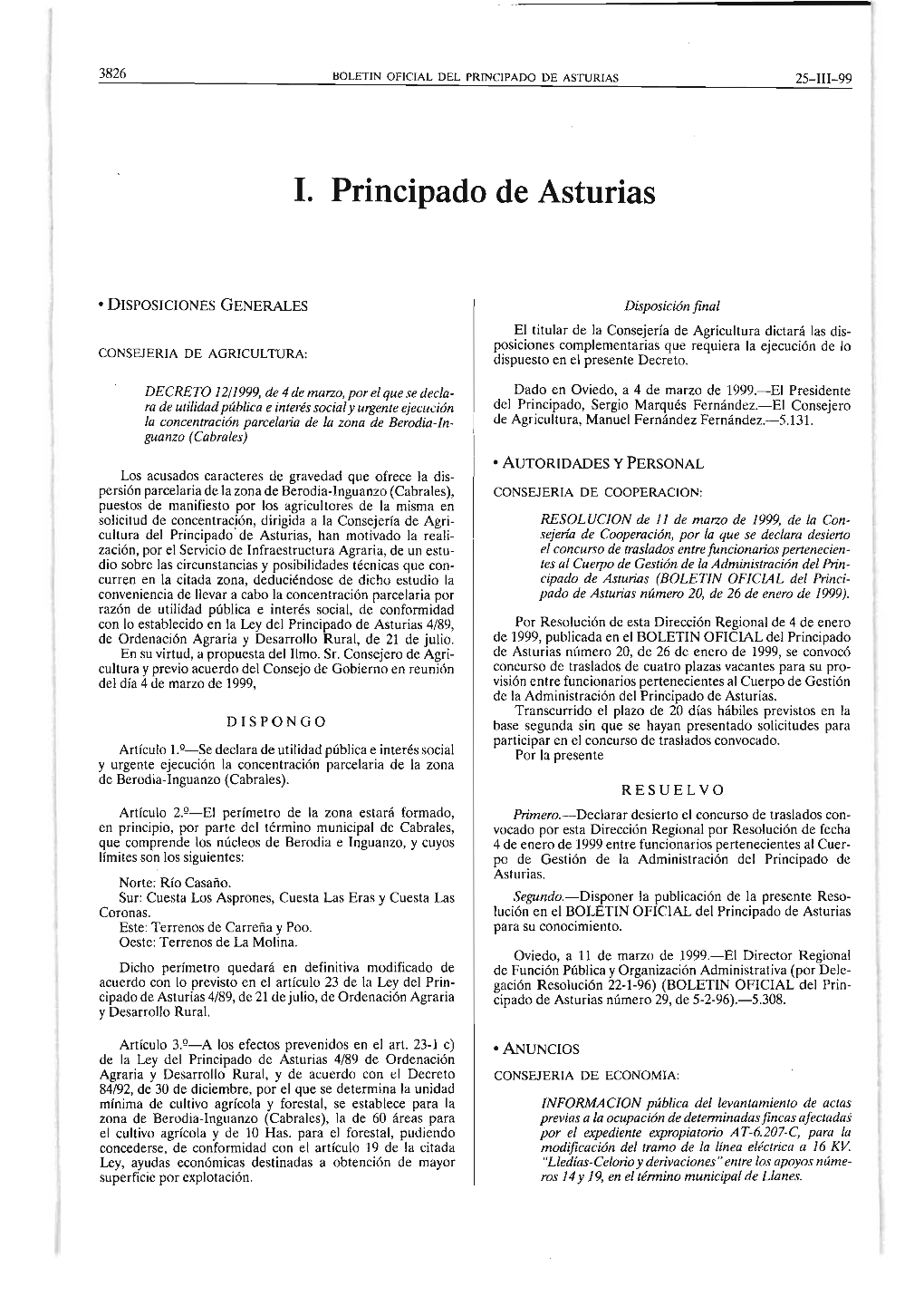 Principado De Asturias 25 Iii 99