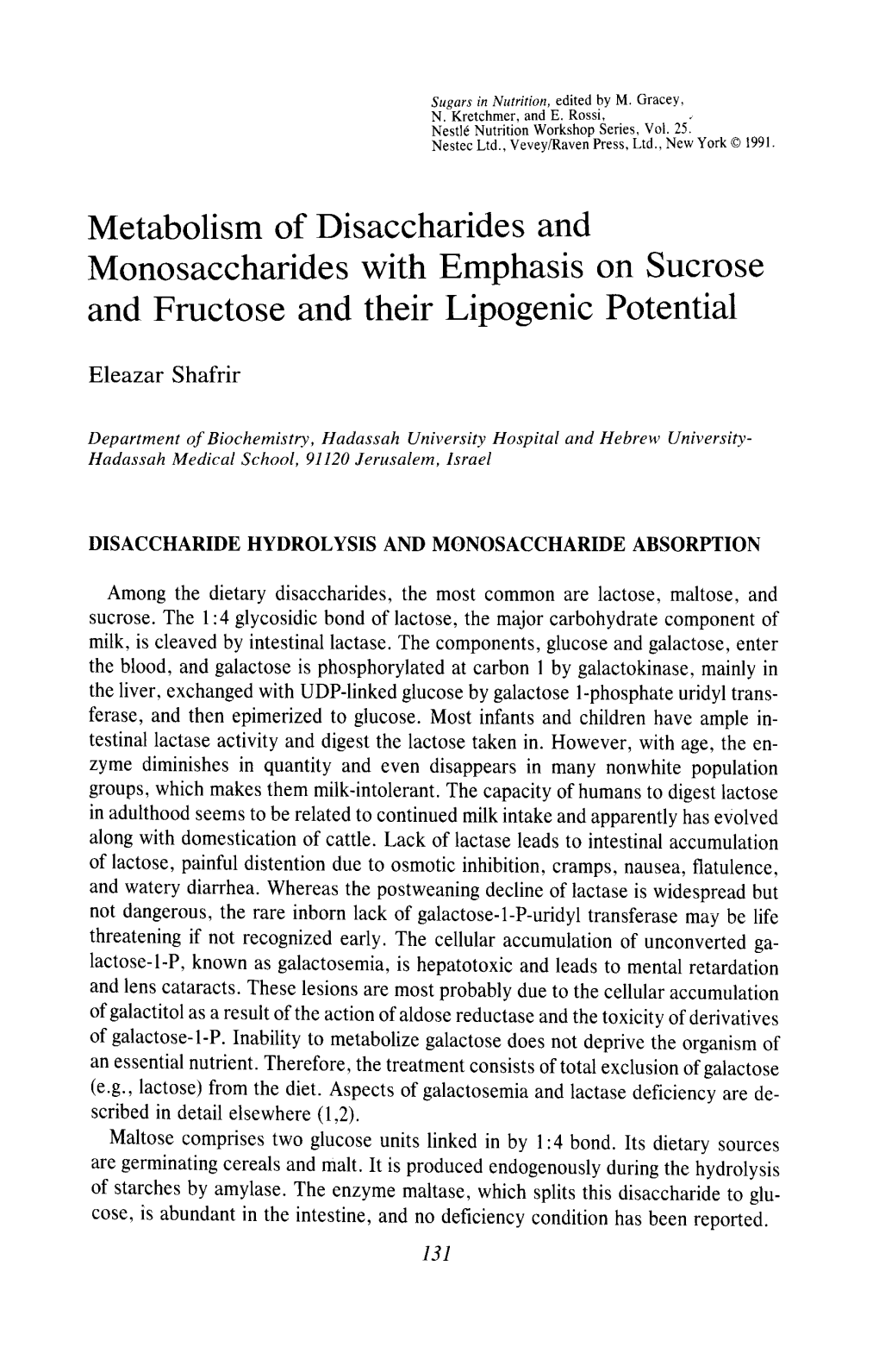 Metabolism of Disaccharides