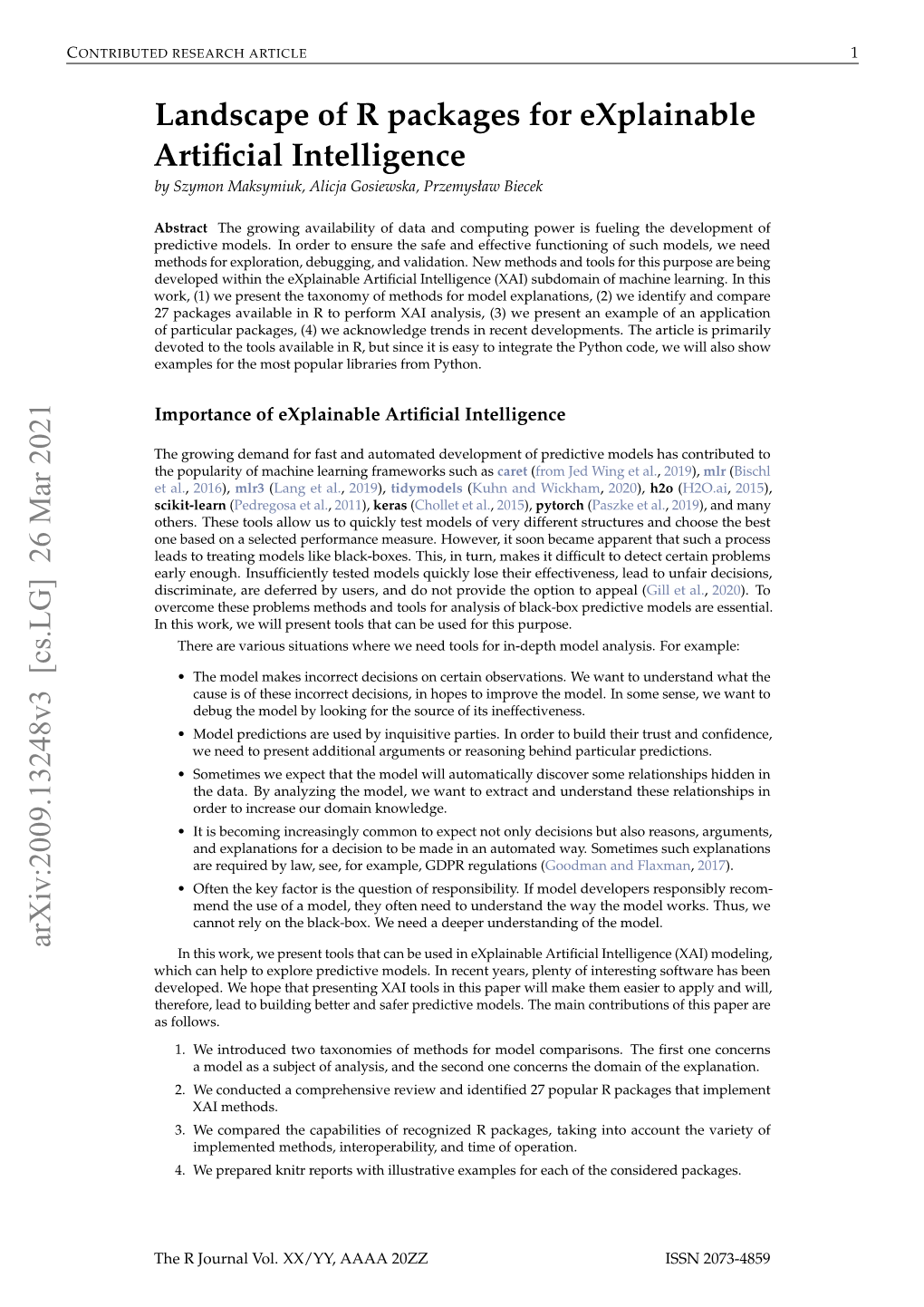 Landscape of R Packages for Explainable Artificial Intelligence