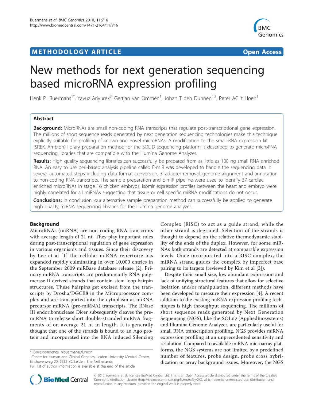 New Methods for Next Generation Sequencing Based Microrna Expression Profiling