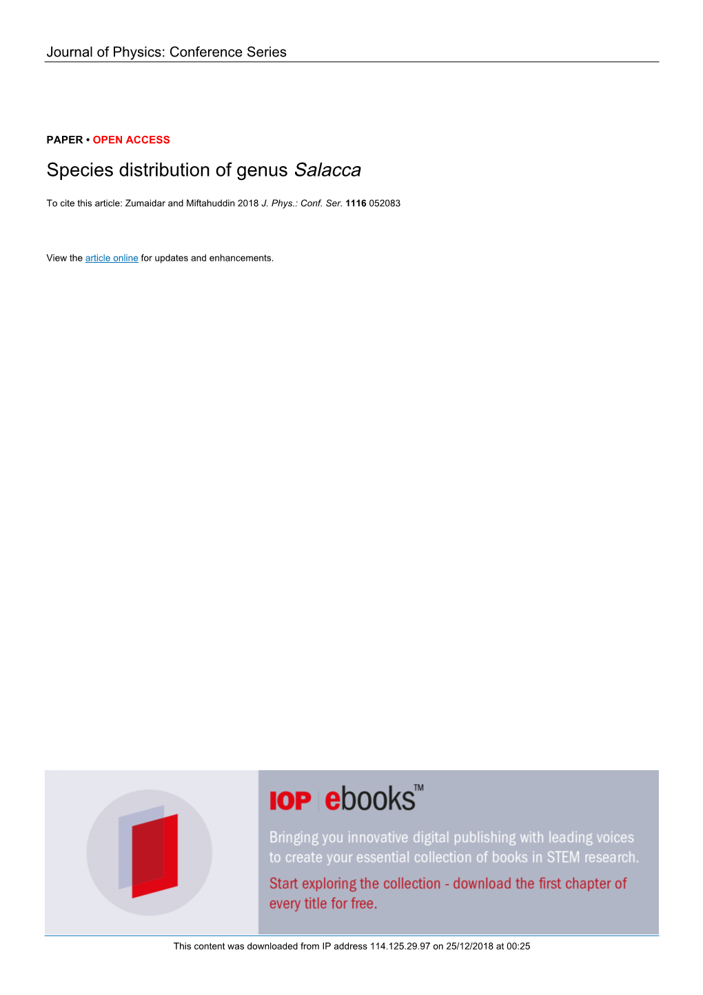 Species Distribution of Genus Salacca