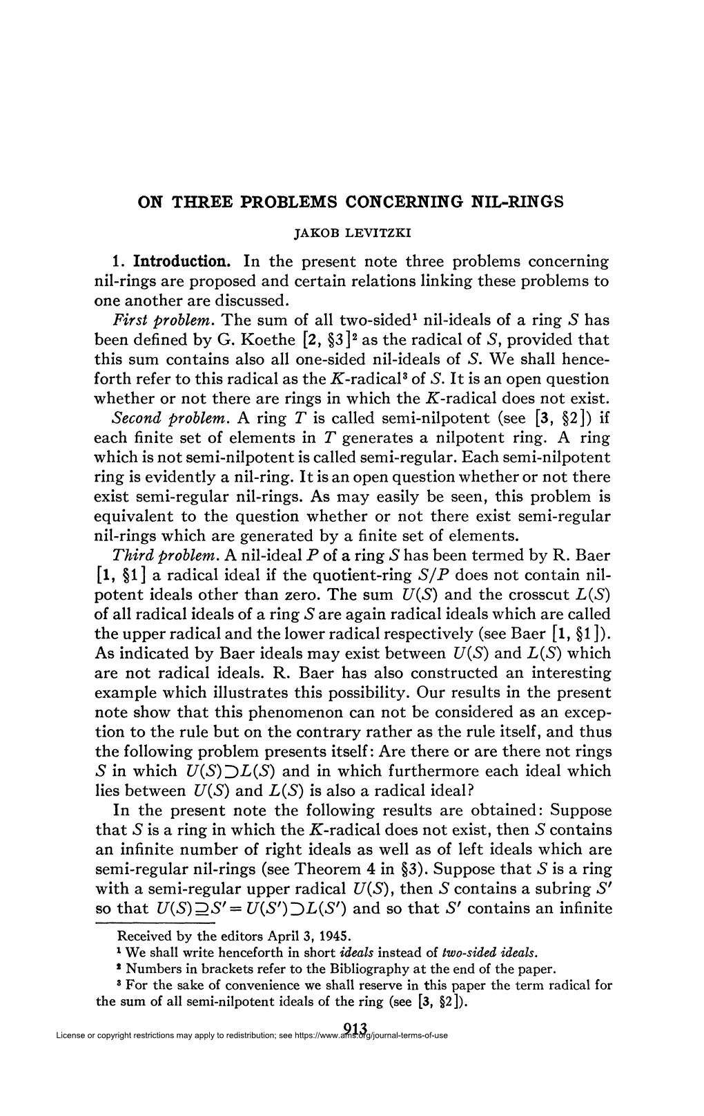 On Three Problems Concerning Nil-Rings 1