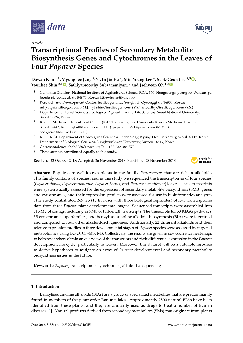 Transcriptional Profiles of Secondary Metabolite Biosynthesis Genes And