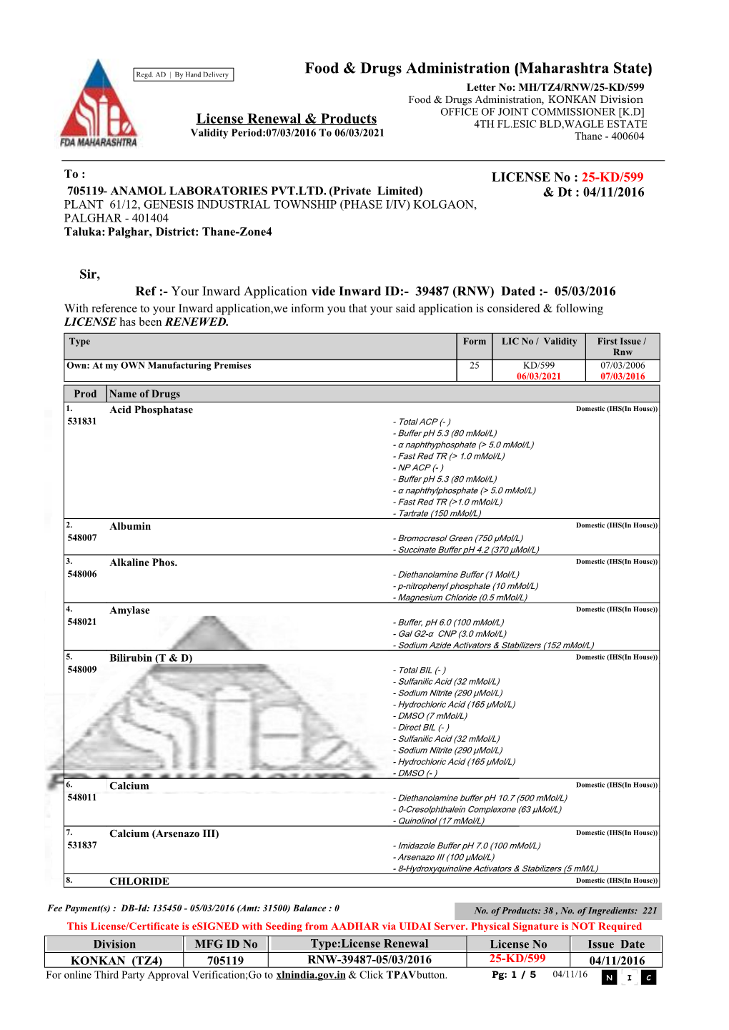 Food & Drugs Administration (Maharashtra State)