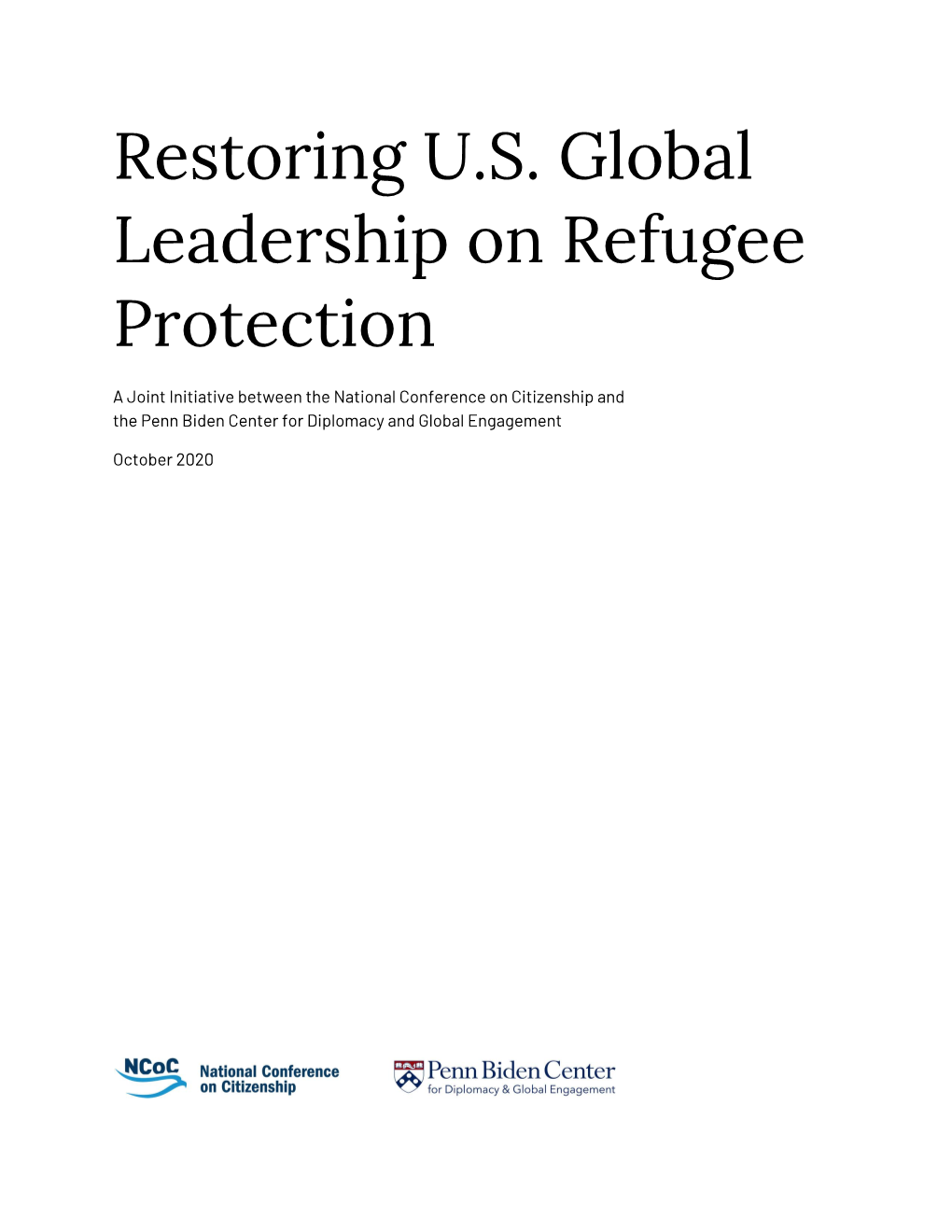 Restoring U.S. Global Leadership on Refugee Protection