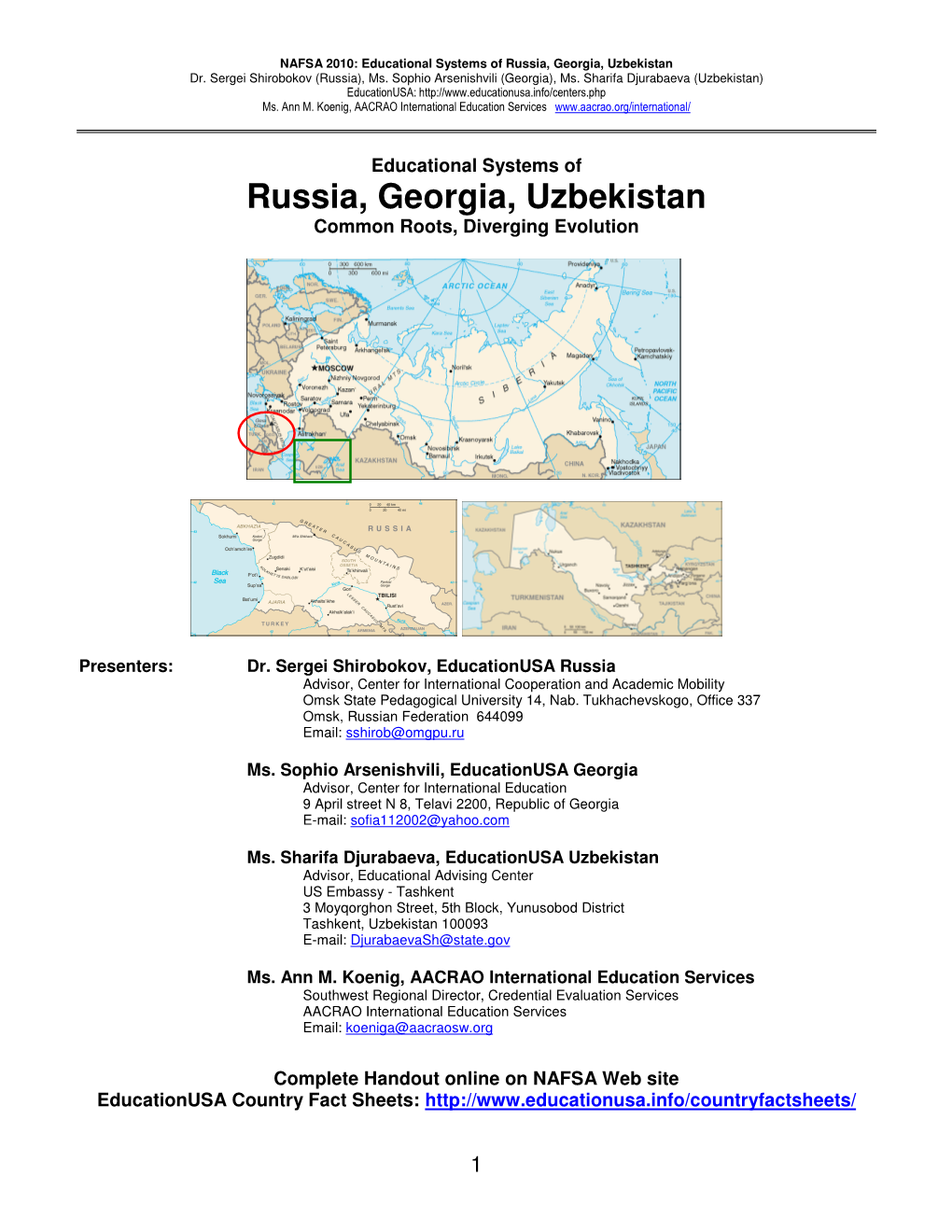 Educational Systems of Russia-Georgia-Uzbekistan