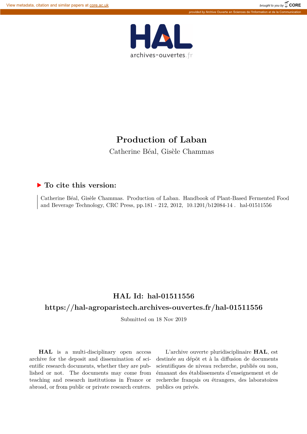 Production of Laban Catherine Béal, Gisèle Chammas