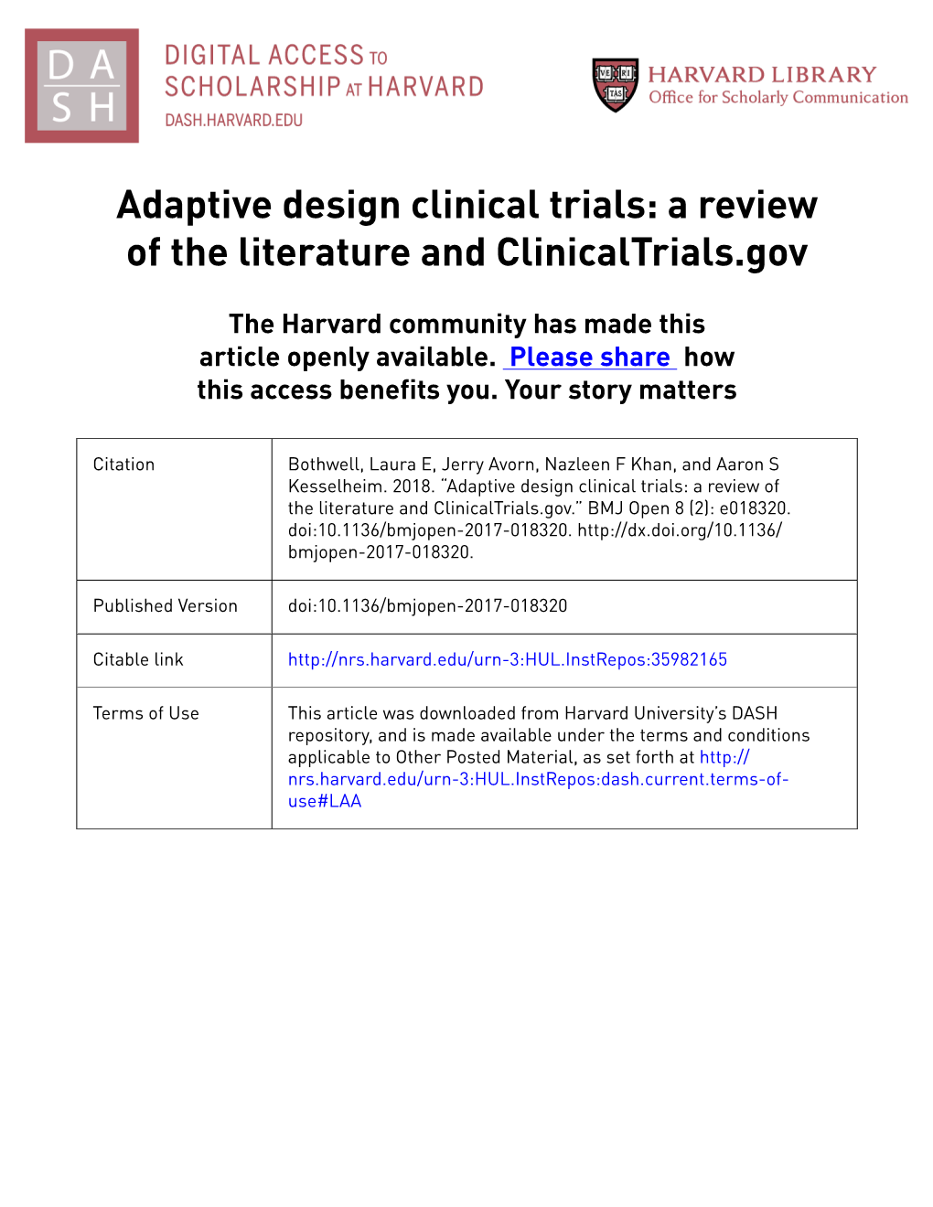 Adaptive Design Clinical Trials: a Review of the Literature and Clinicaltrials.Gov
