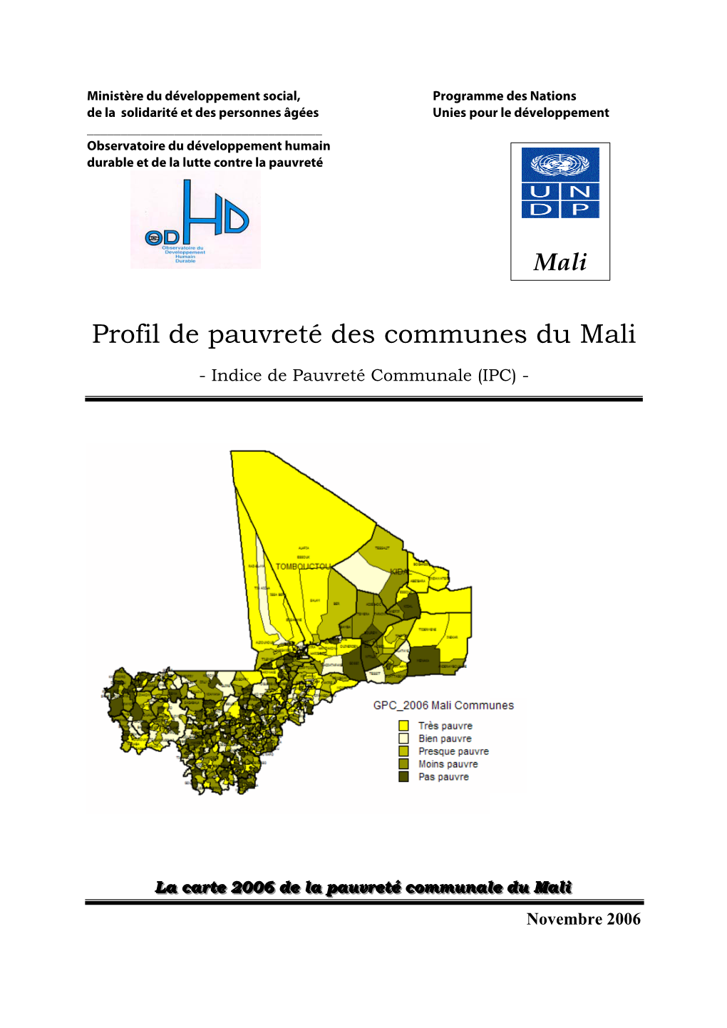 Profil De Pauvreté Des Communes Du Mali