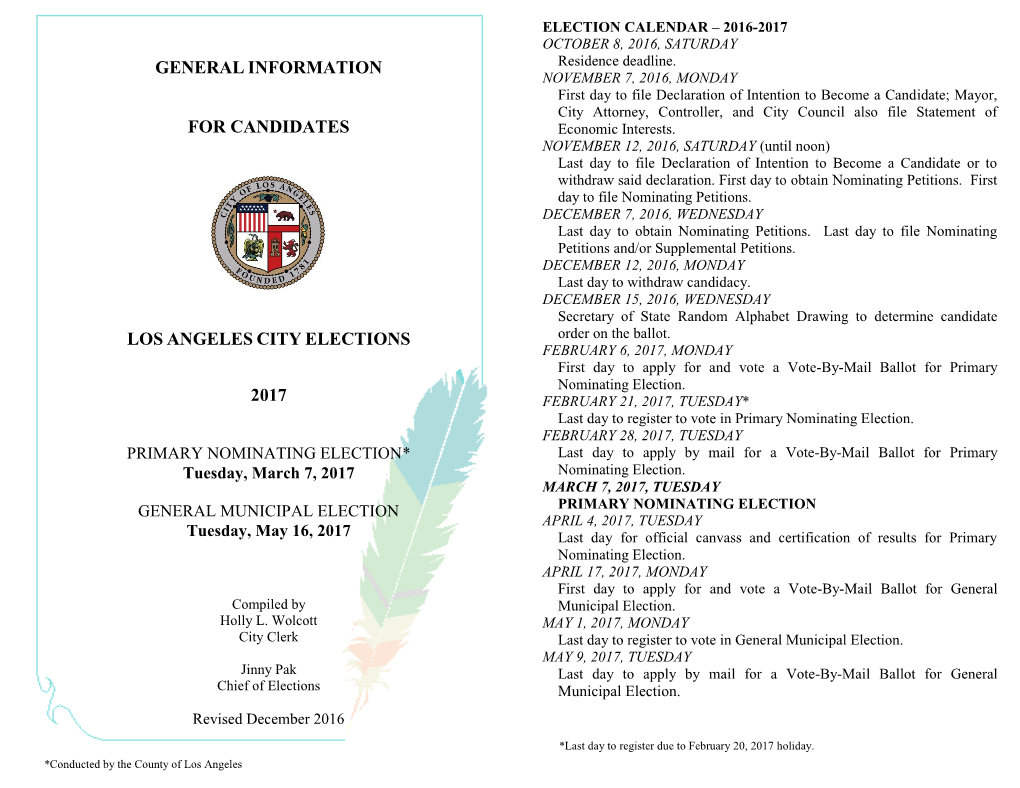 General Information for Regular Candidates Pamphlet