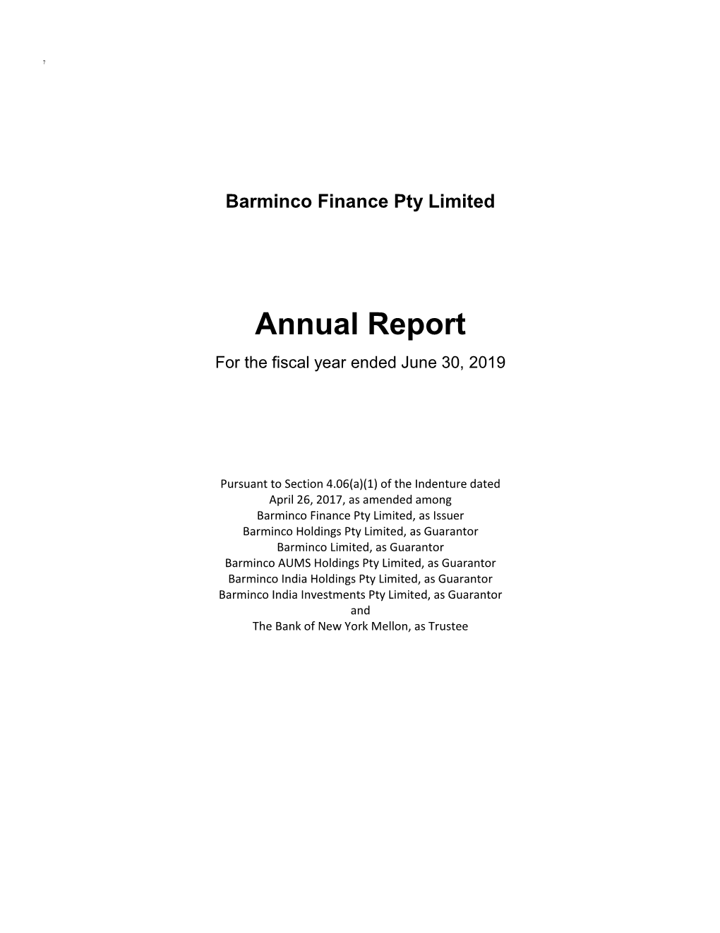 Barminco Annual Report 30 June 2019