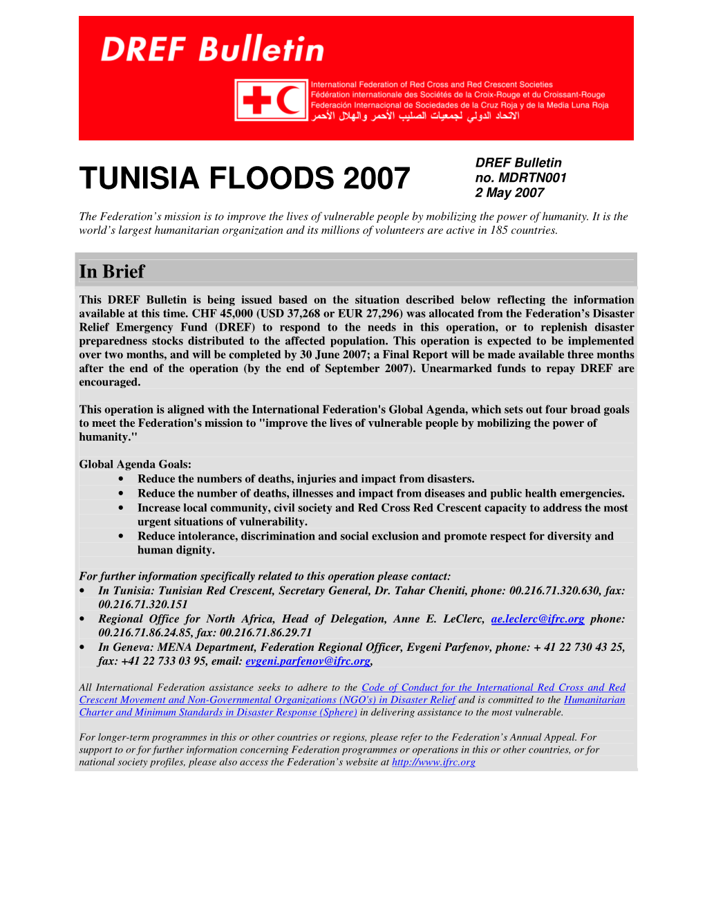 TUNISIA FLOODS 2007 No