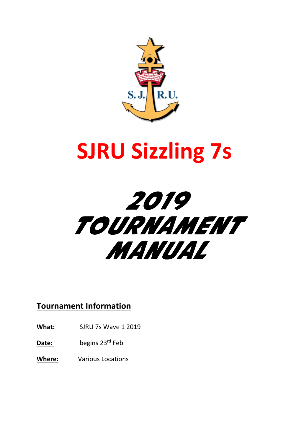 2019 Tournament Ournament Ournament Manual