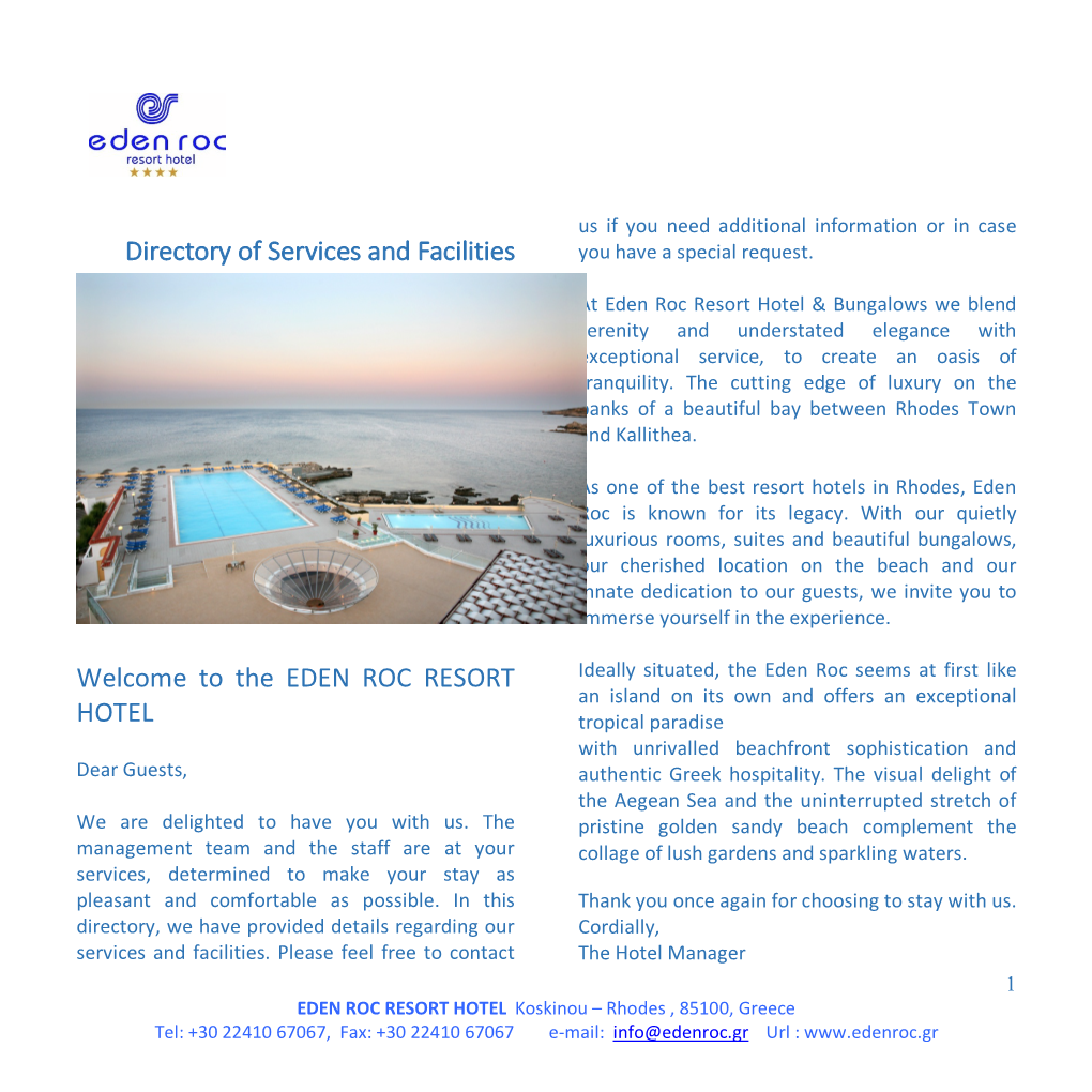 Welcome to the EDEN ROC RESORT HOTEL