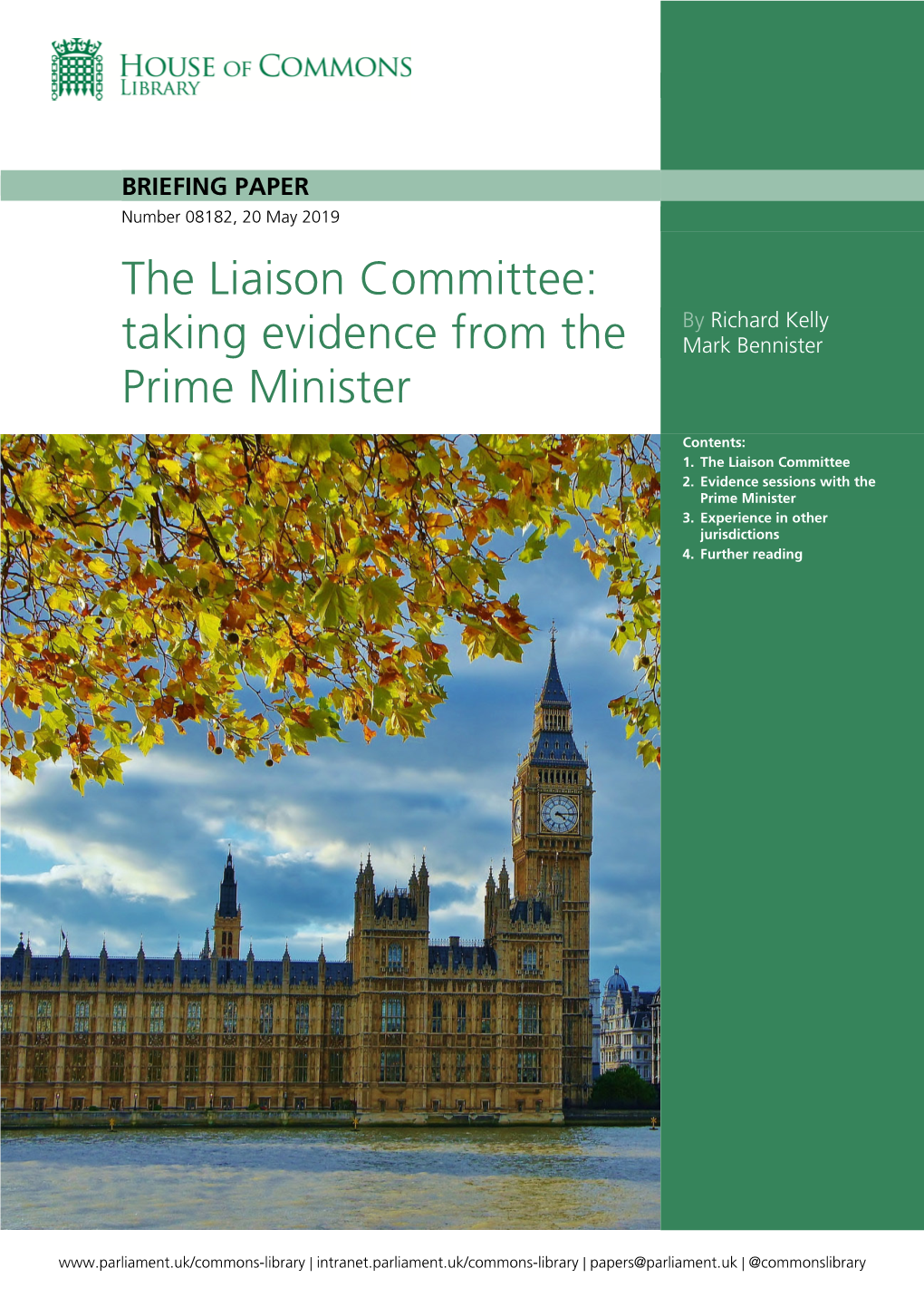 The Liaison Committee: Taking Evidence from the Prime Minister