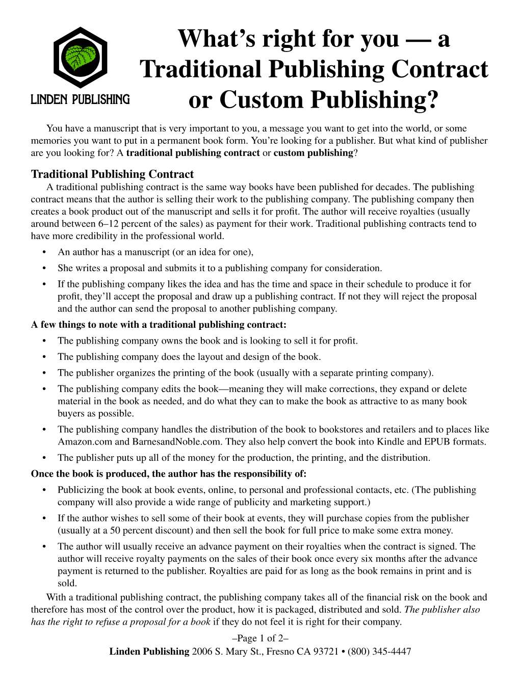 What's Right for You — a Traditional Publishing