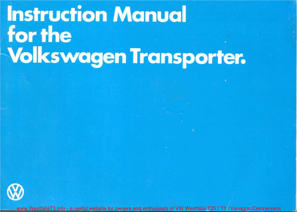 Instruction Manual for the Volkswagen Transporter