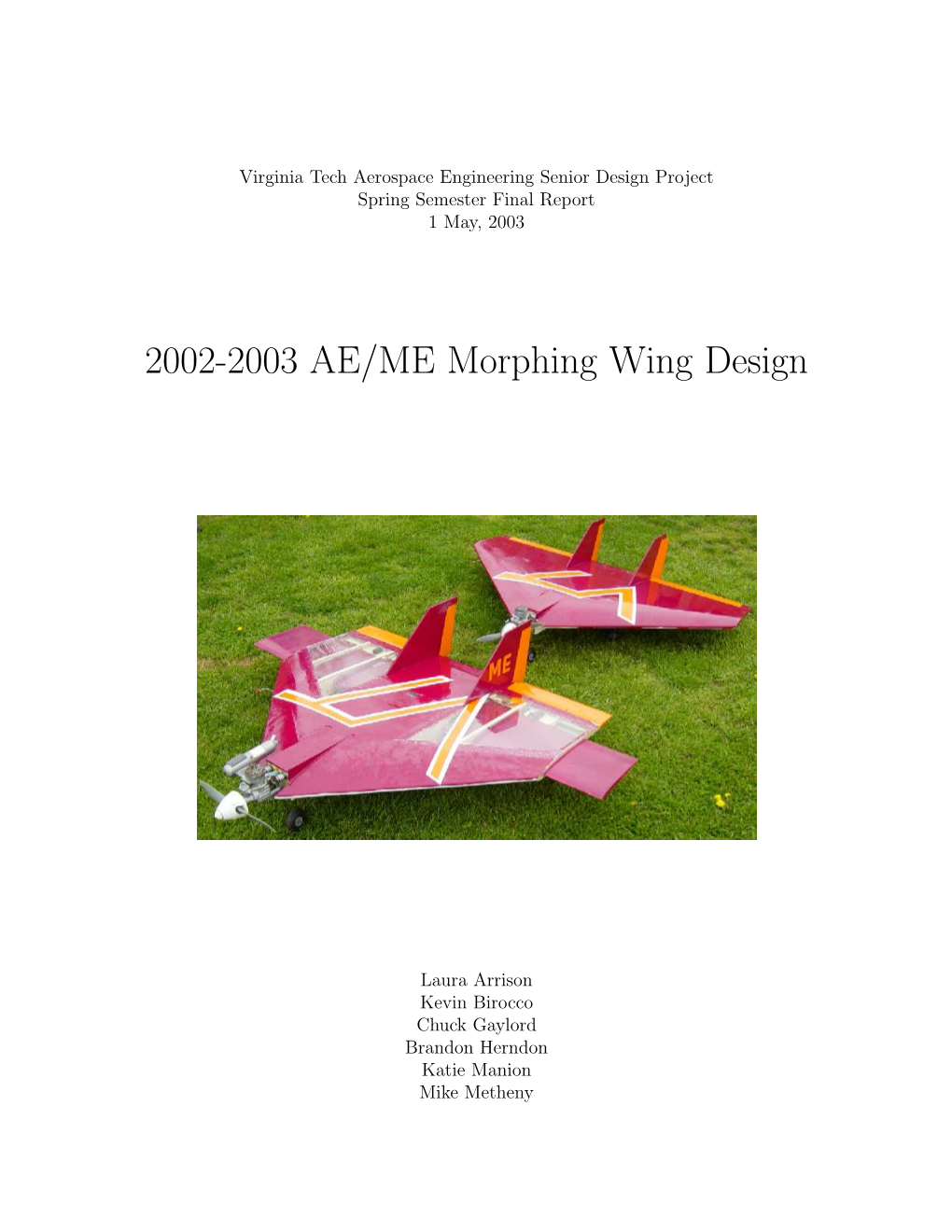 2002-2003 AE/ME Morphing Wing Design