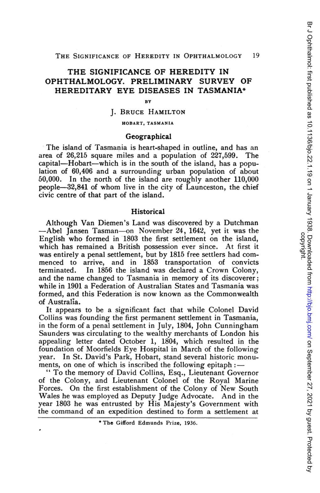 The Significance of Heredity in Ophthalmology 19 the Significance of Heredity in Ophthalmology