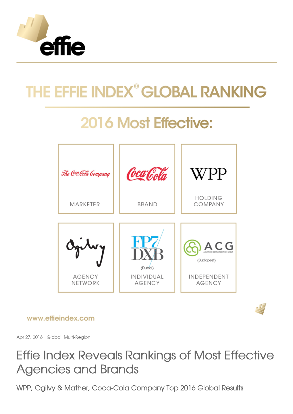 Effie Index Reveals Rankings of Most Effective Agencies and Brands