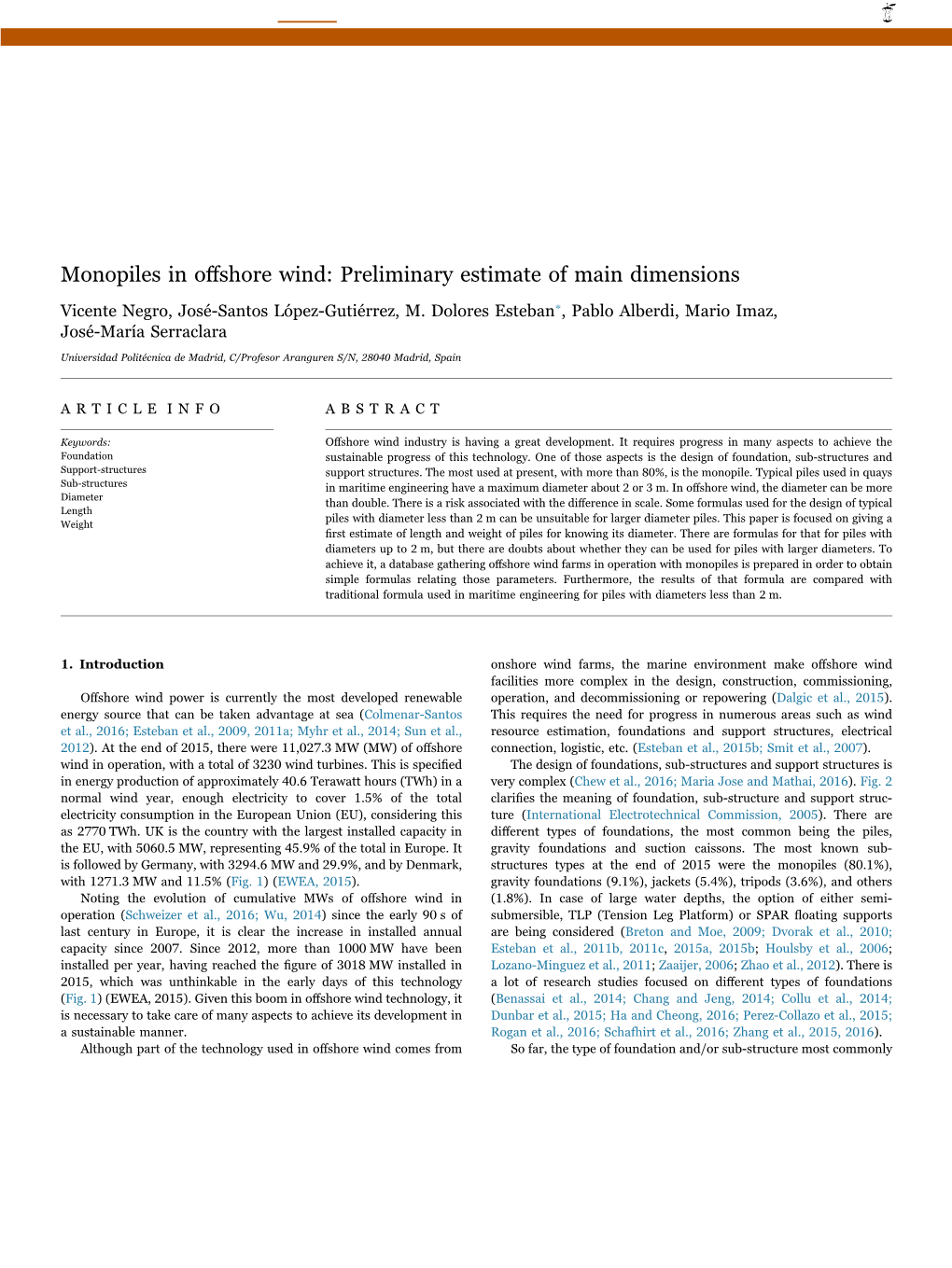 Monopiles in Offshore Wind: Preliminary Estimate Of