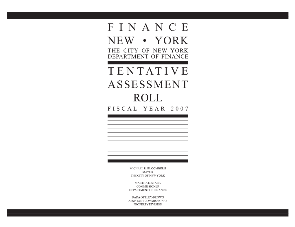 FY2007 Tentative Assessment Roll Report