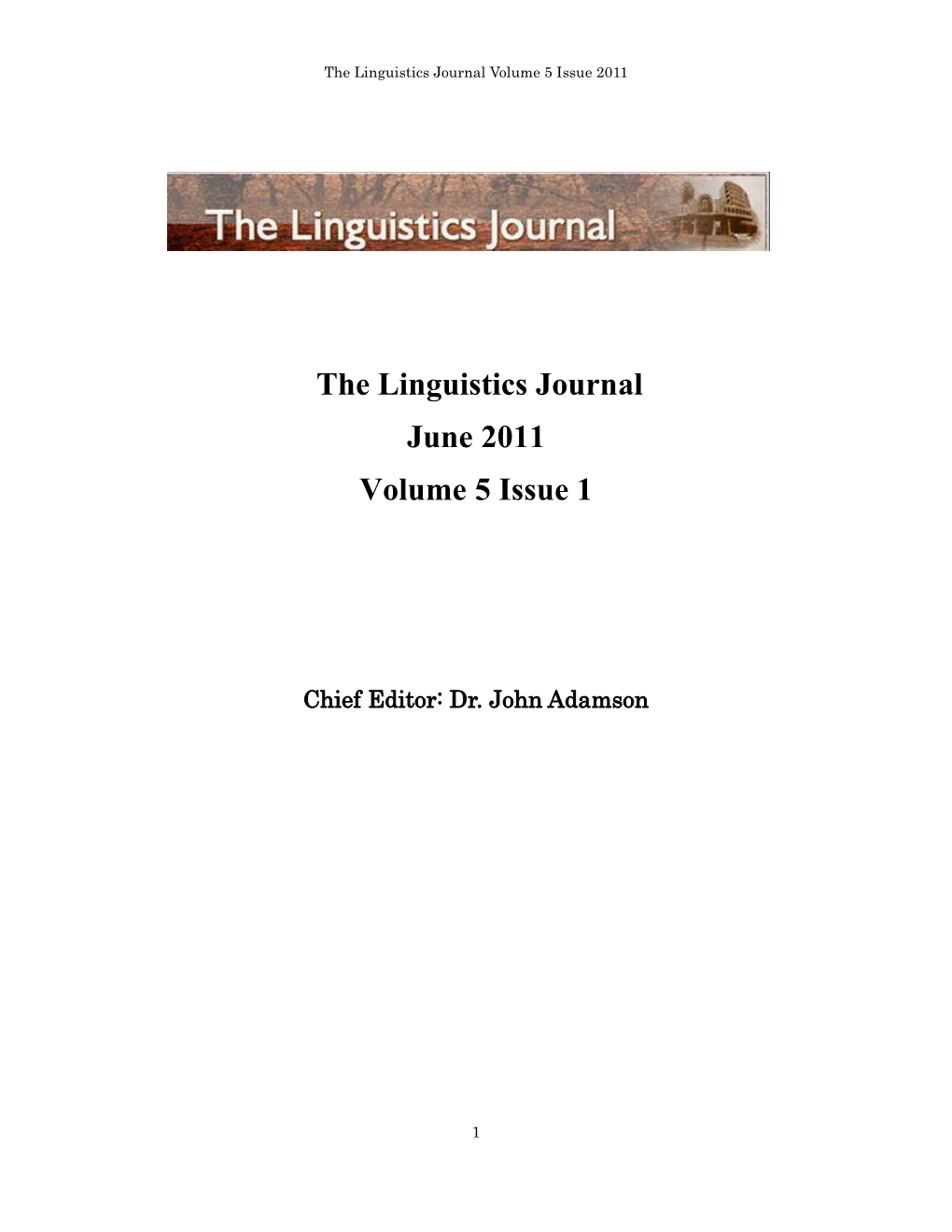 The Linguistics Journal June 2011 Volume 5 Issue 1