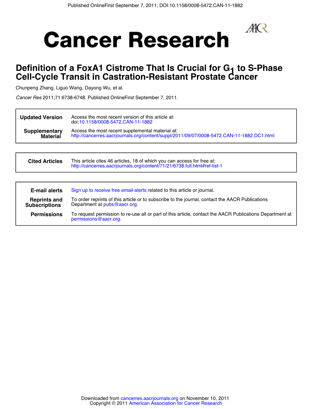 Cell-Cycle Transit in Castration-Resistant Prostate Cancer