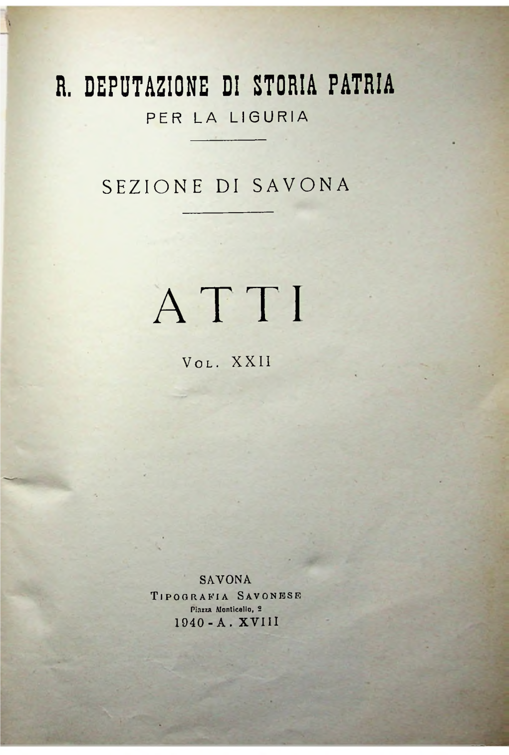 R. Deputazione Di Storia Patria Per La Liguria