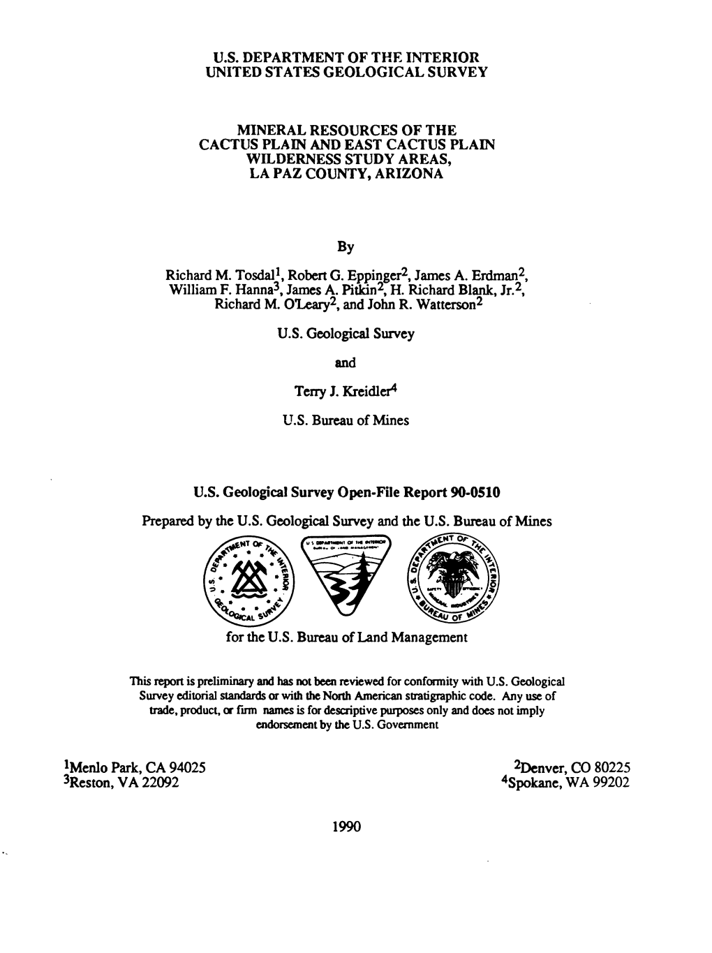 U.S. Geological Survey Open-File Report 90-0510 Prepared by the U.S