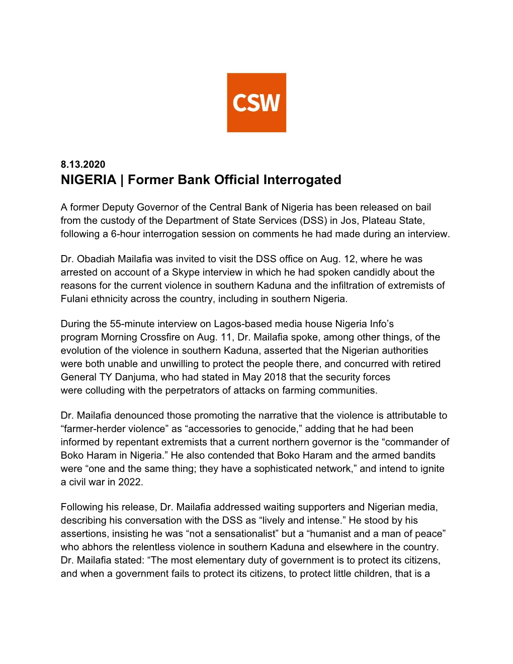 NIGERIA | Former Bank Official Interrogated