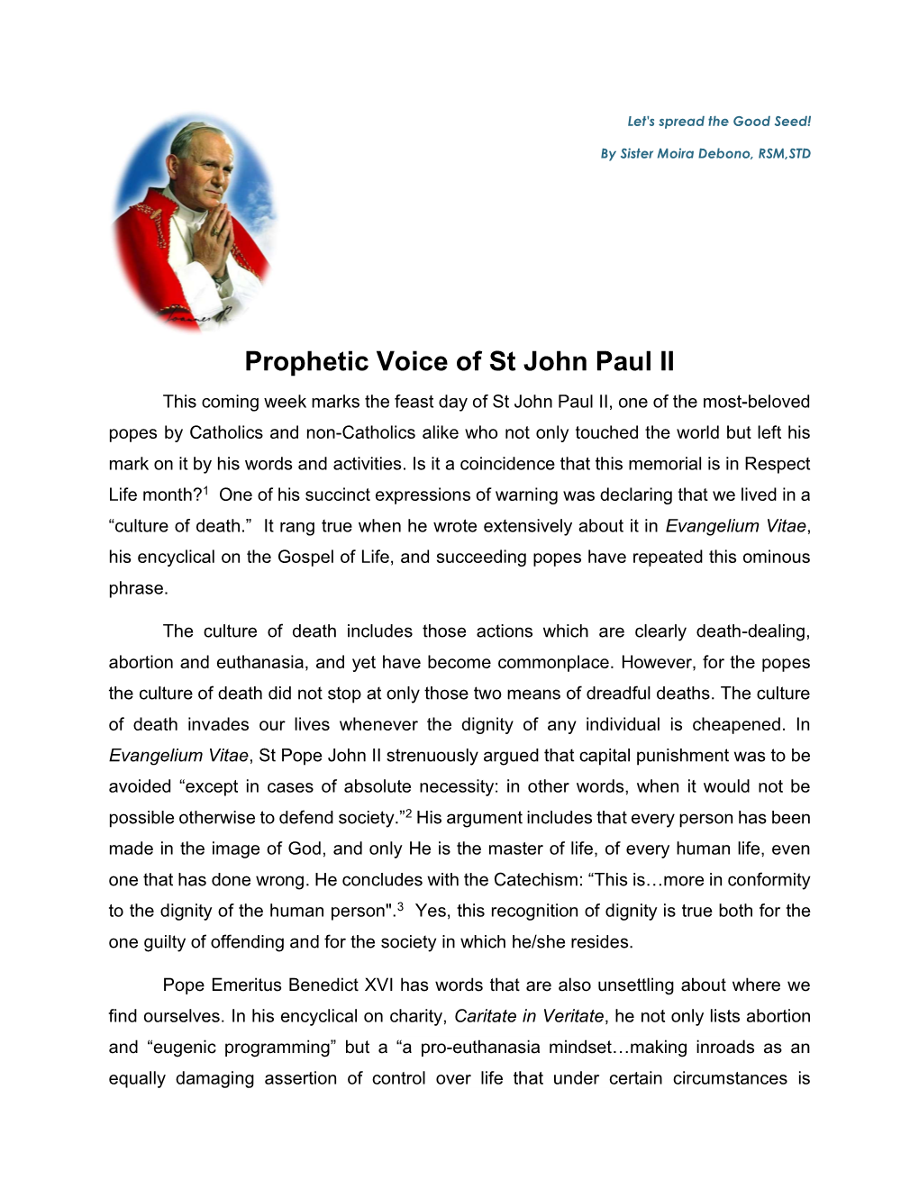 Prophetic Voice of St John Paul II