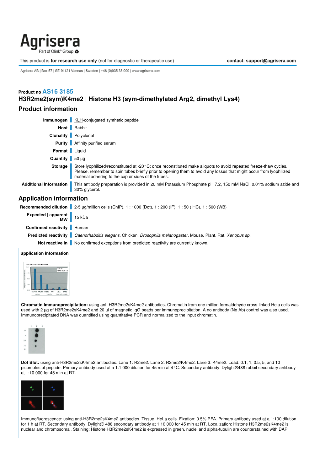 H3r2me2(Sym)K4me2 | Histone H3 (Sym-Dimethylated Arg2, Dimethyl Lys4) Product Information