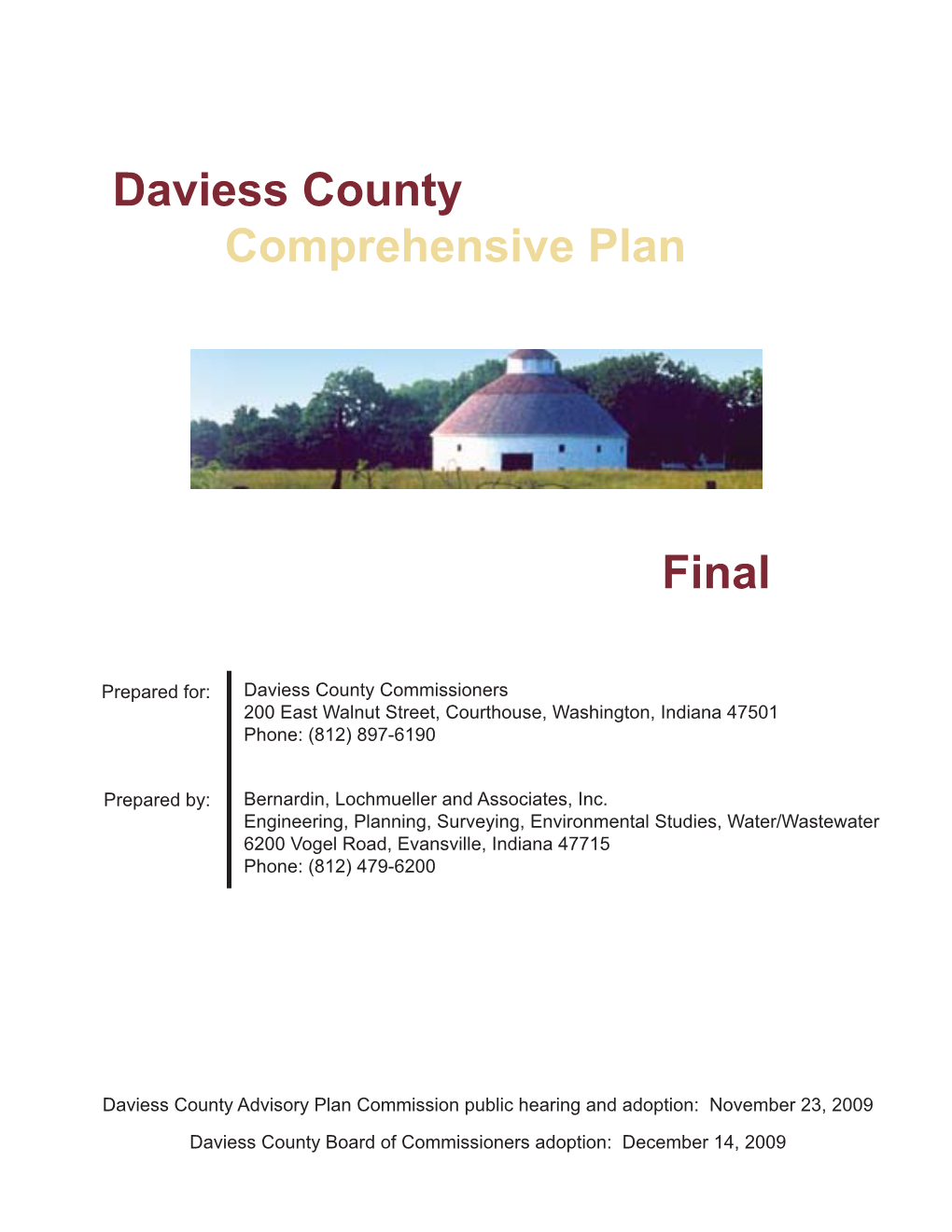 Daviess County Comprehensive Plan, 2009 Bernardin, Lochmueller