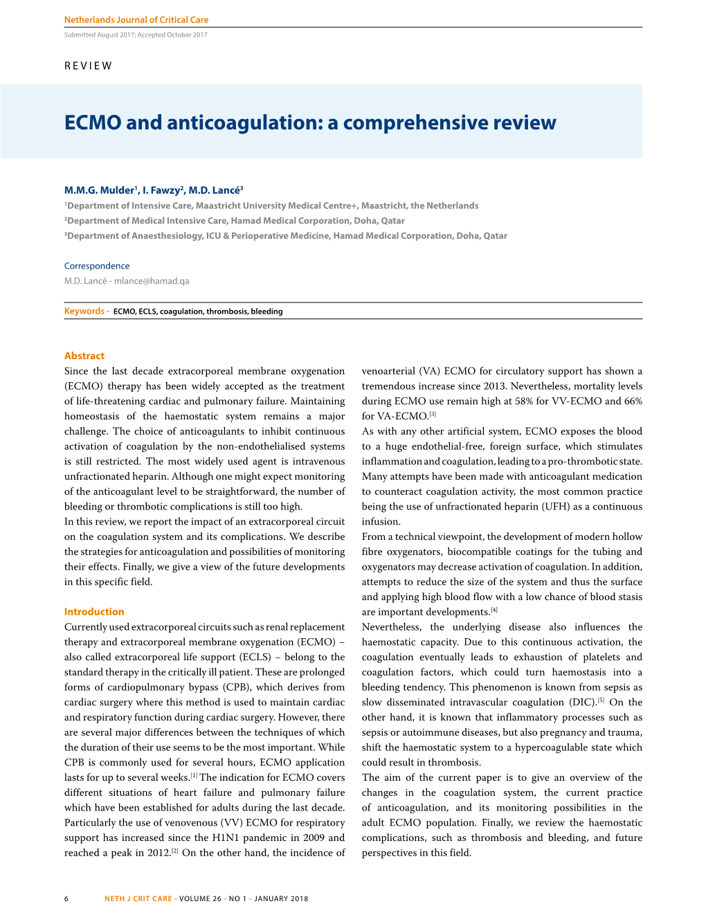 ECMO and Anticoagulation: a Comprehensive Review