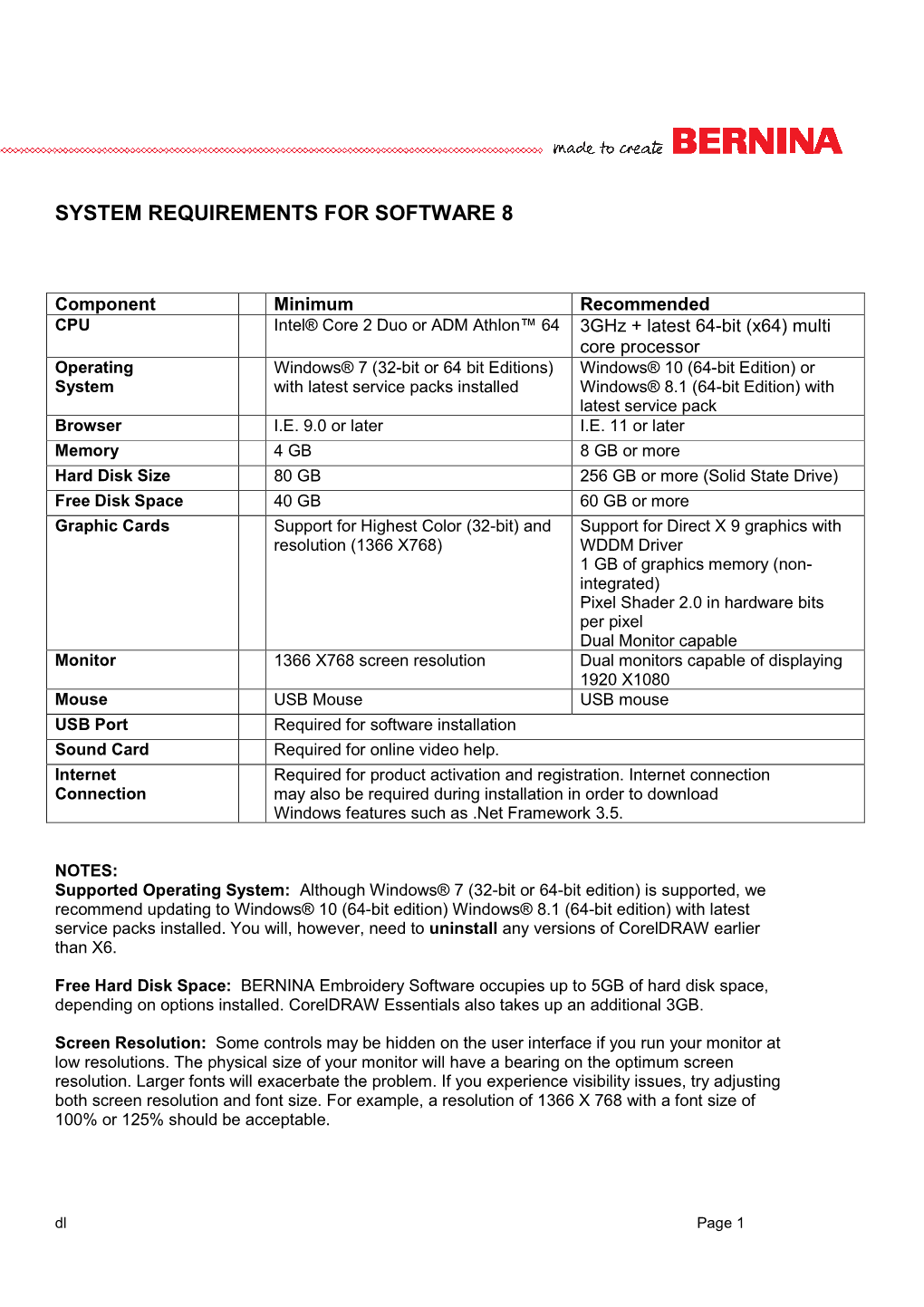System Requirements Software 8