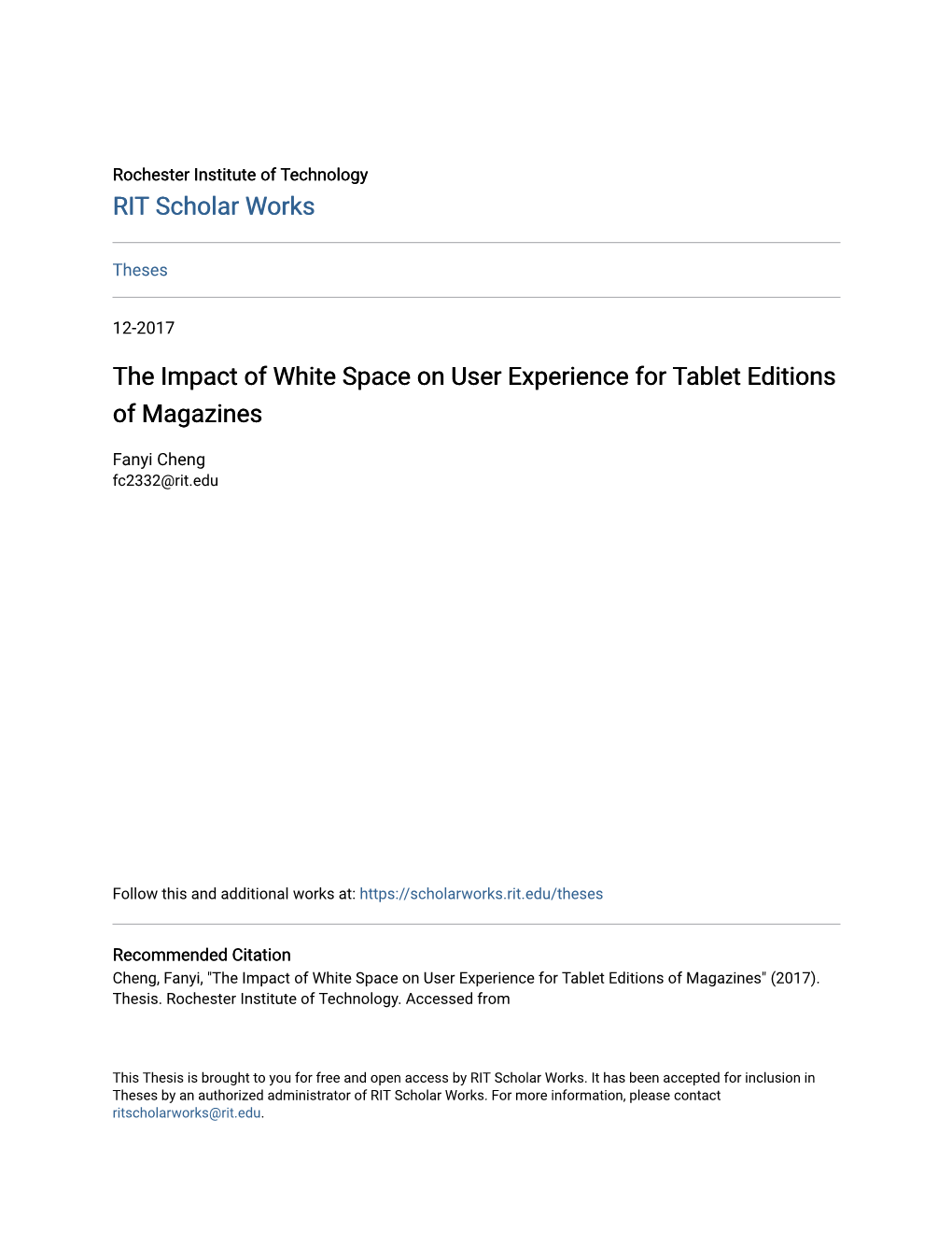 The Impact of White Space on User Experience for Tablet Editions of Magazines