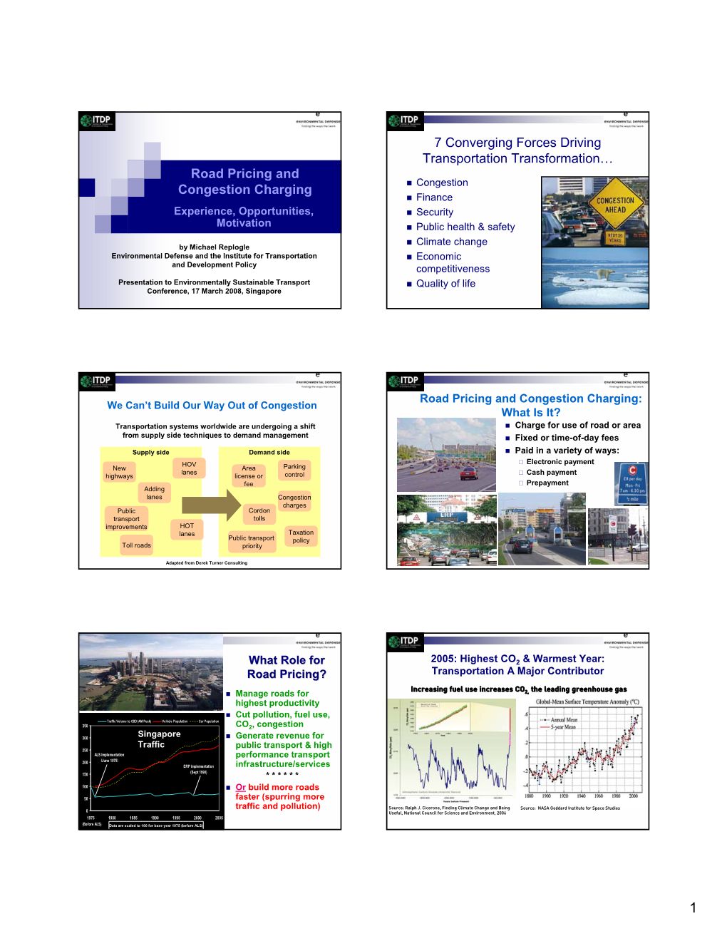 Road Pricing and Congestion Charging 7 Converging Forces